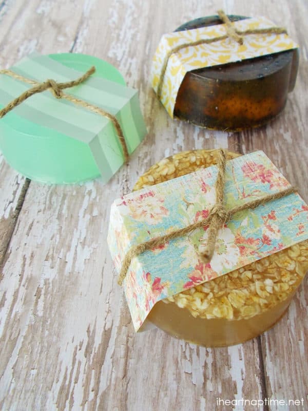 homemade soaps on a wooden table