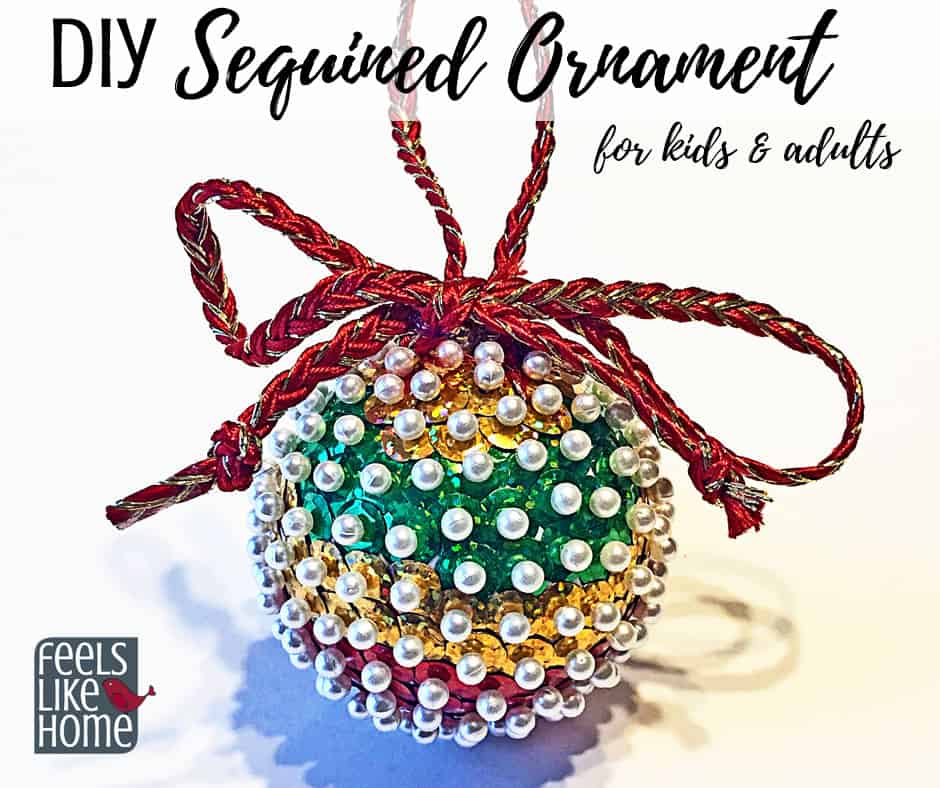 A sequined Christmas ornament