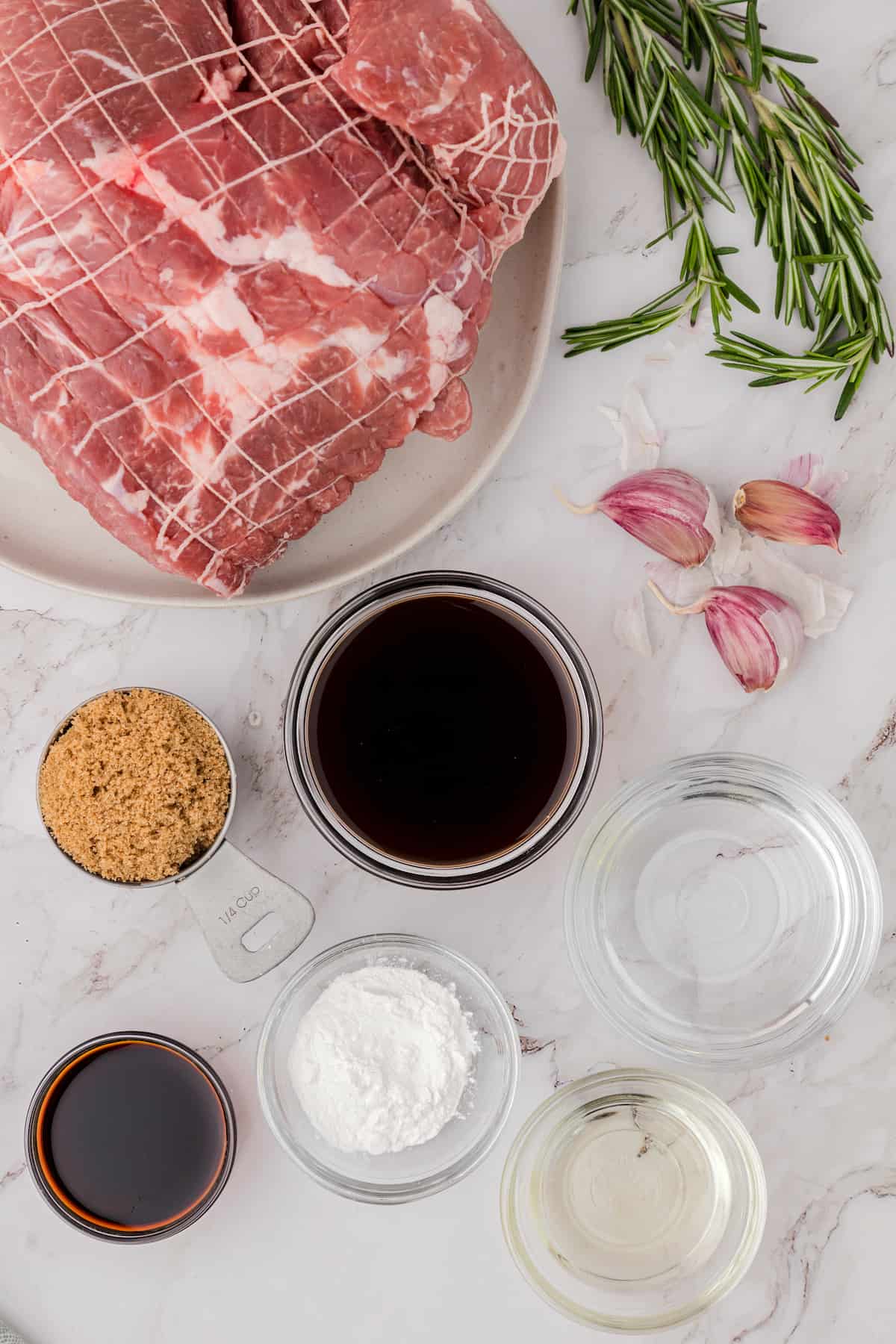 Instant Pot pork roast ingredients including balsamic vinegar