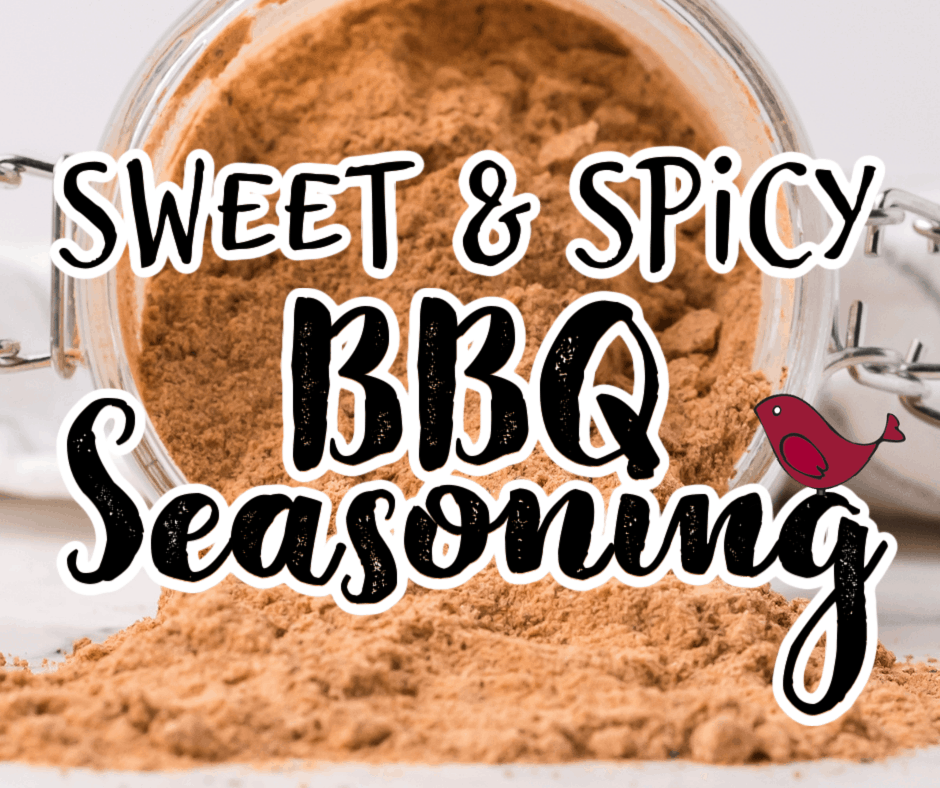 sweet and spicy BBQ seasoning spilling out of a jar