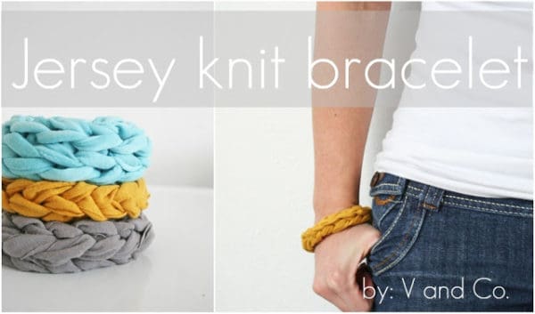 a collage of knit bracelets with the title \"Jersey knit bracelets\"