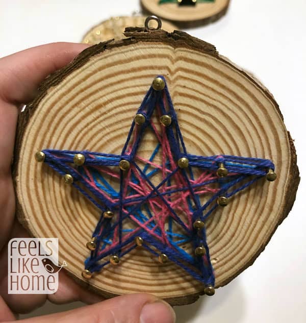 An close up of the star string art