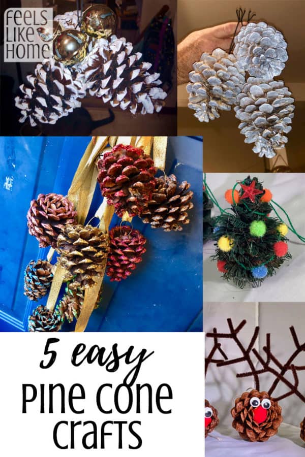 A bunch of different types of pine cone crafts