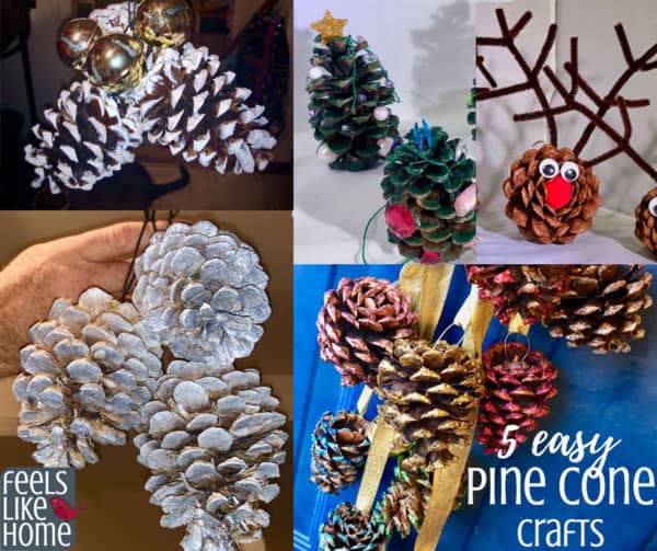 making xmas decorations with pine cones