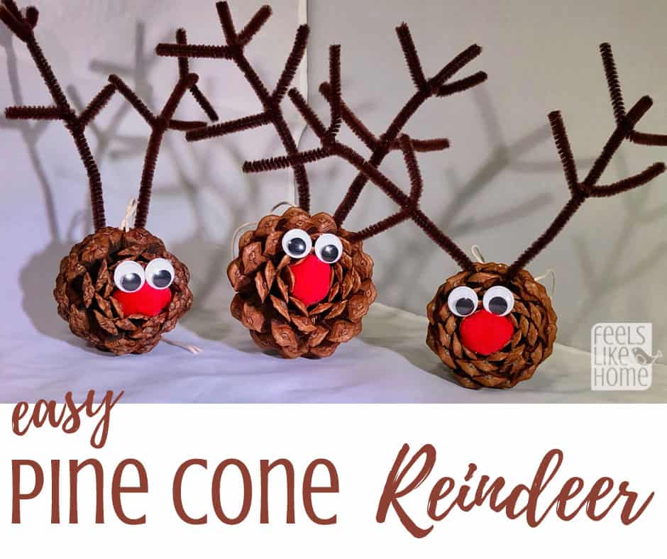 Santa & Reindeer Pinecone Christmas Ornaments