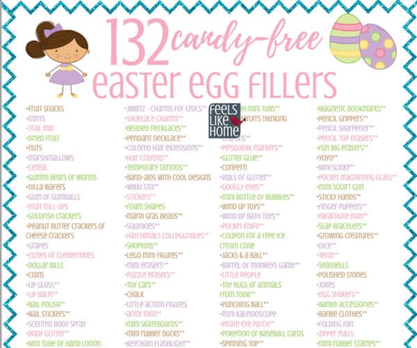 printable list of easter egg fillers