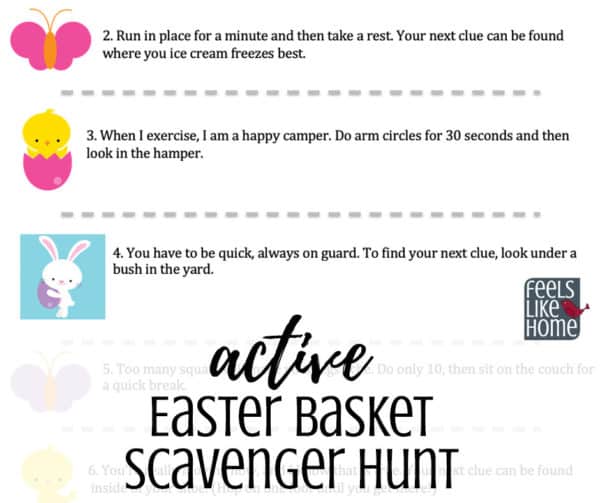 a preview of an easter basket scavenger hunt