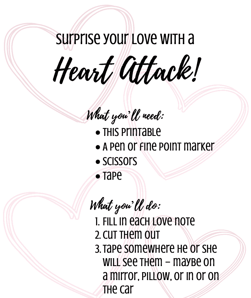 Surprise your love with a heart attack - Great for a husband or wife for Valentine's Day or any time of the year. Also nice for a boyfriend or girlfriend to show them how much you love him or her. Feelings are so important in relationships and especially marriage and these simple ideas make it super easy.