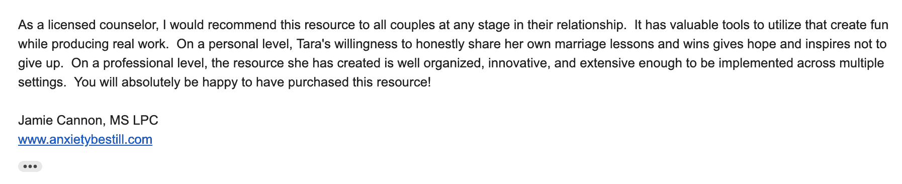 A testimonial about The Health Marriage Solution
