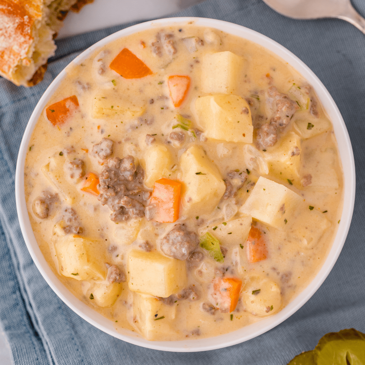 Crockpot Cheeseburger Soup {Prepped in Minutes!}