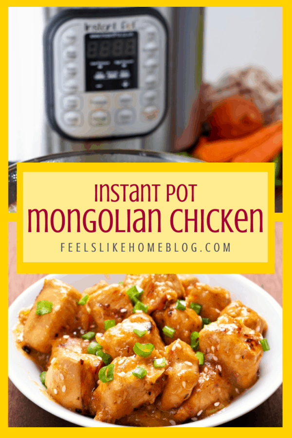 A plate of Mongolian chicken with an Instant Pot
