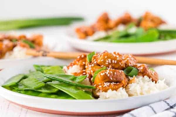 plated General Tso chicken