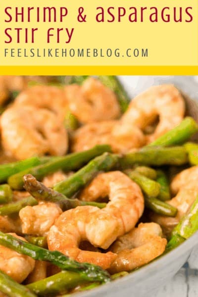 A close up of shrimp and asparagus