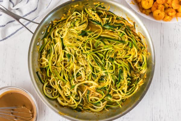 Zoodles tossed in peanut sauce
