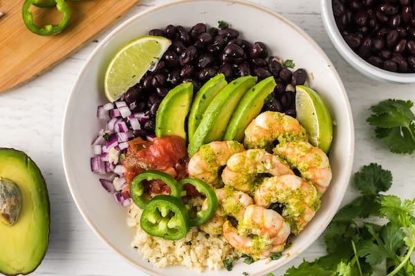 cilantro lime shrimp burrito bowl