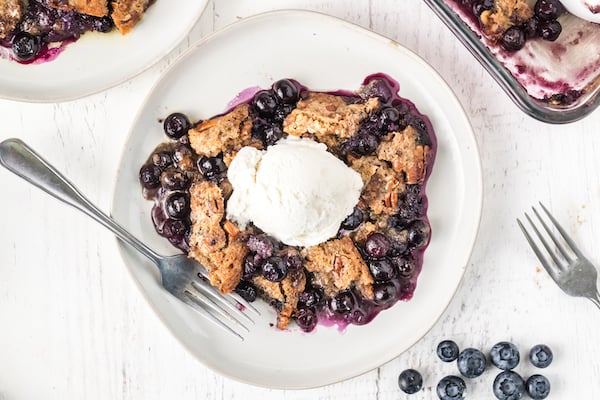 one spoonful of the best blueberry cobbler