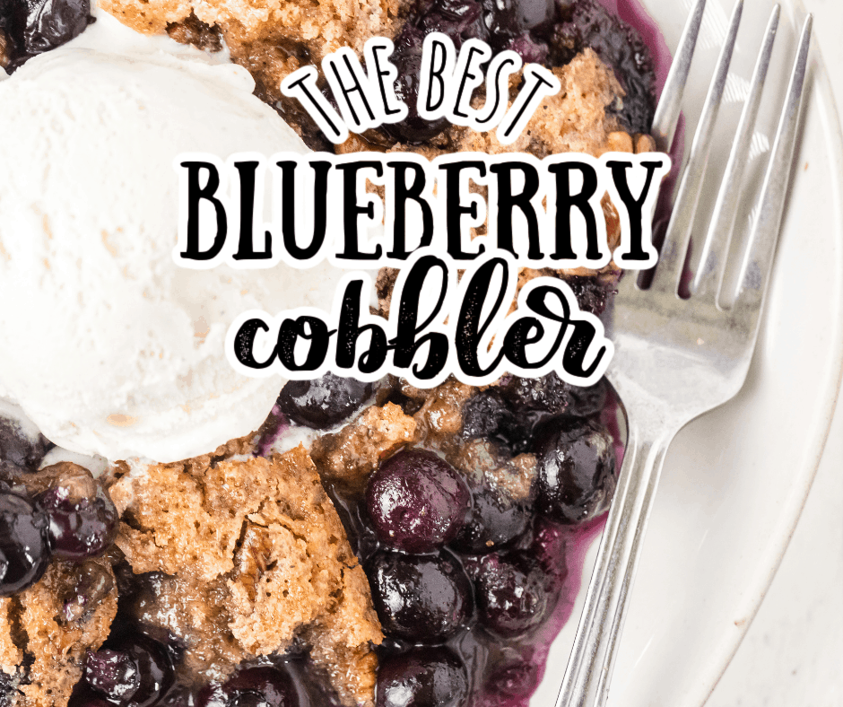 blueberry cobbler with a scoop of ice cream on top