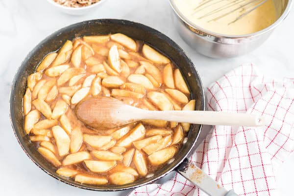 fried apples in the skillet