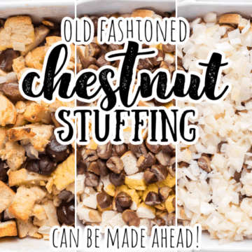 collage of stages of chestnut stuffing