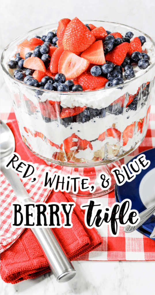 july 4th trifle on a red and white tablecloth