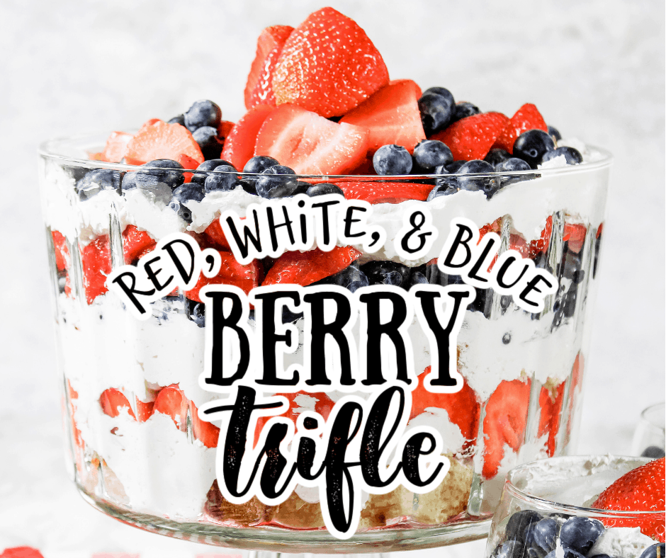 red white and blue trifle with pound cake