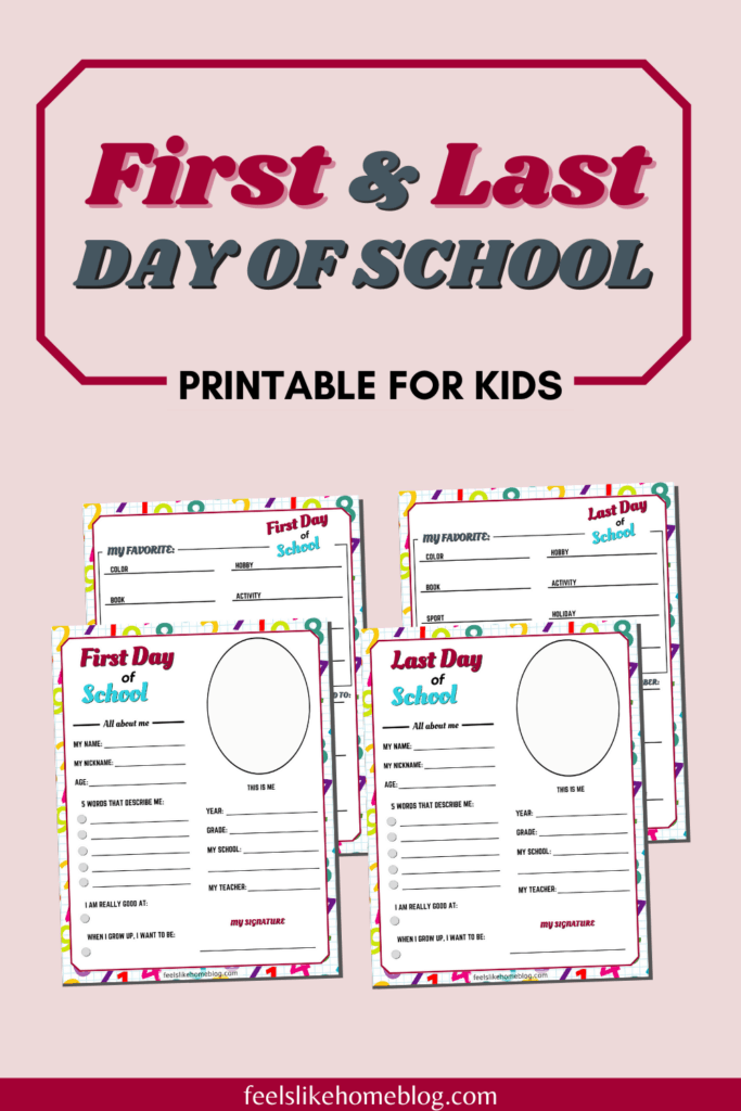 collage of first and last day of school interview printables