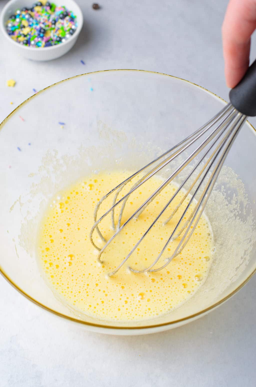 whisk together the eggs and sugar
