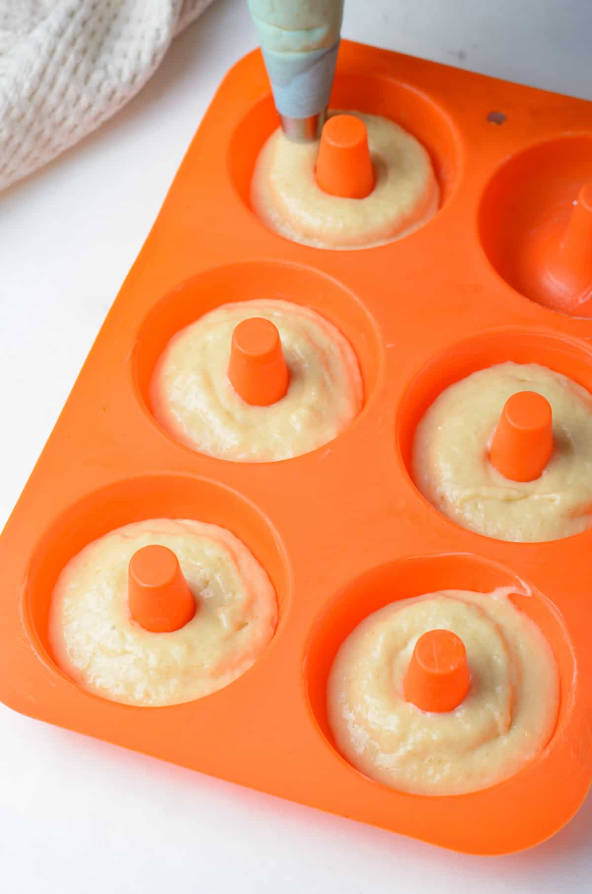 fill the donut pan with batter