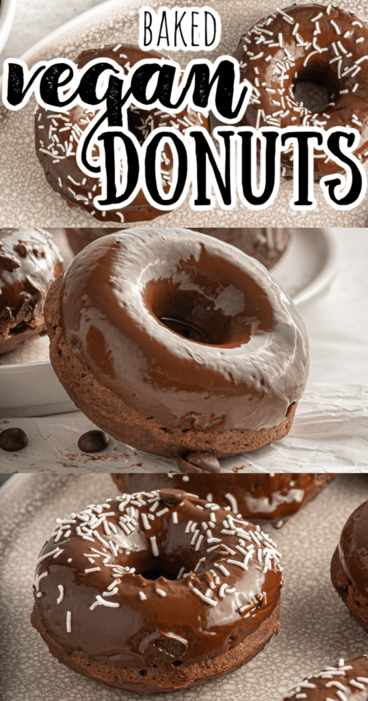collage of vegan chocolate donut photos