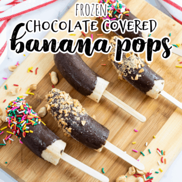 chocolate covered frozen bananas with peanuts and sprinkles