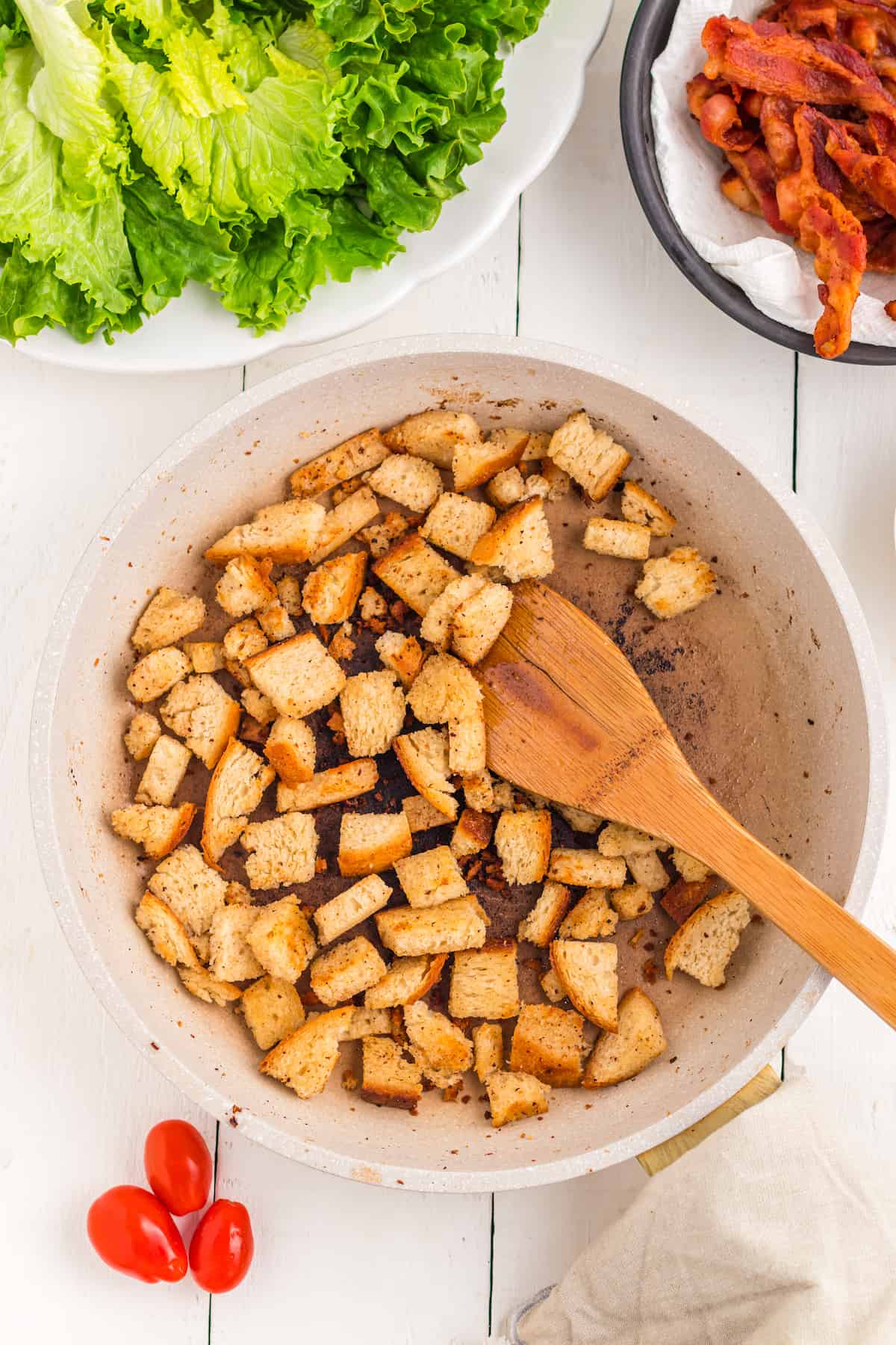 fry the croutons in a skillet