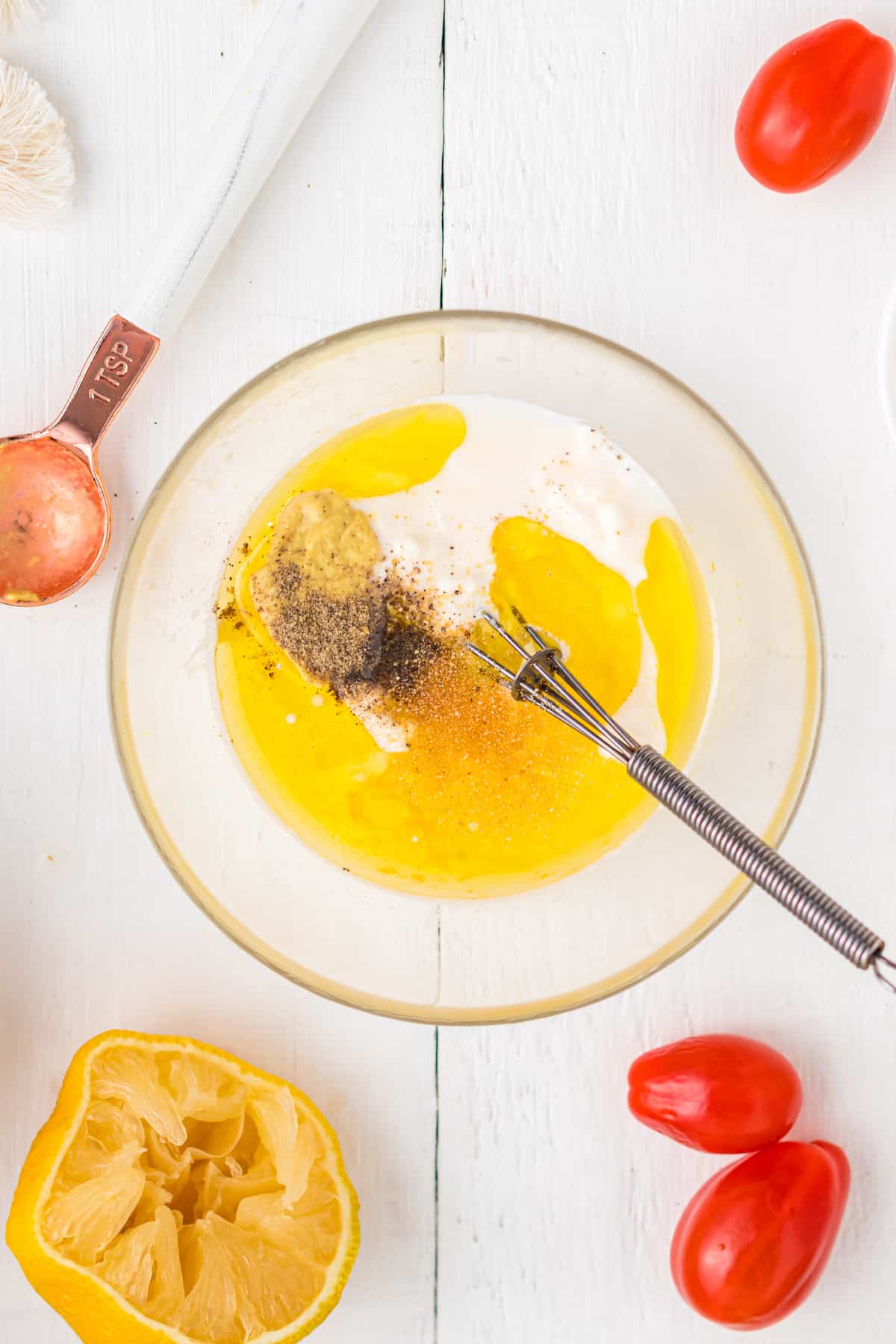 add all salad dressing ingredients to a bowl