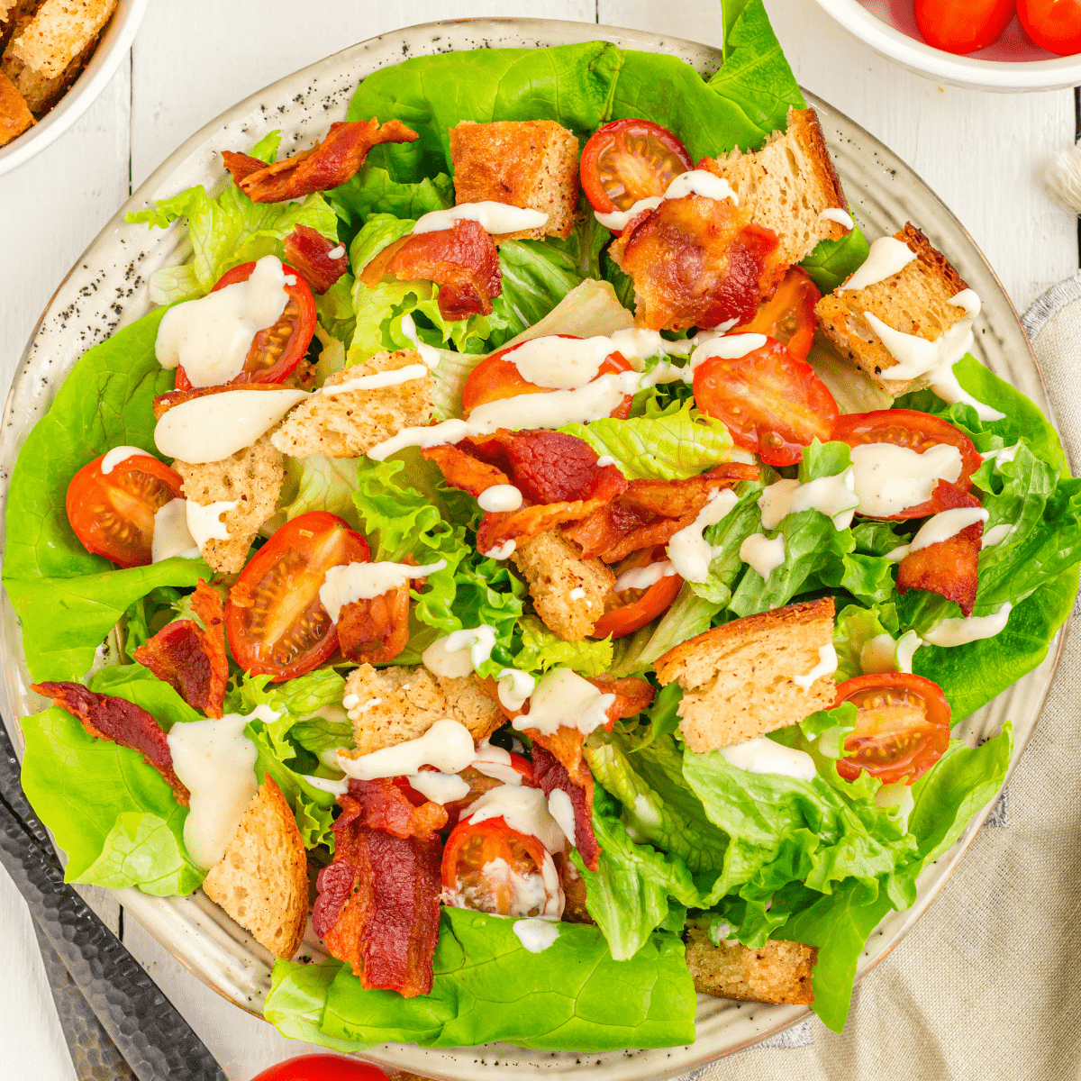 BLT salad with homemade lemon mayo salad dressing