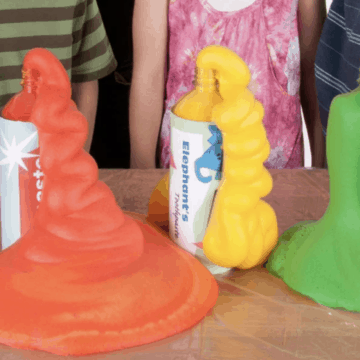 elephant toothpaste on a table