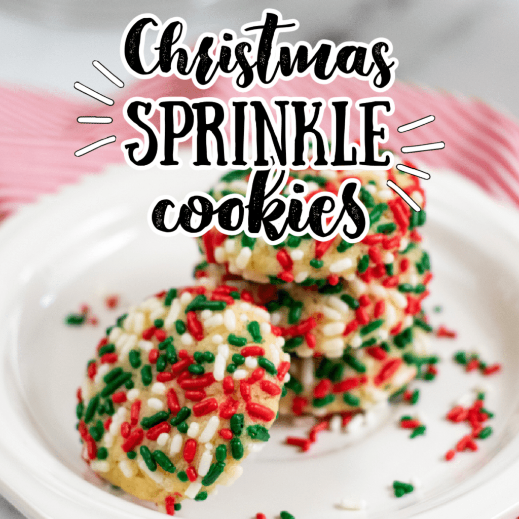 a plate of Christmas cookies with sprinkles