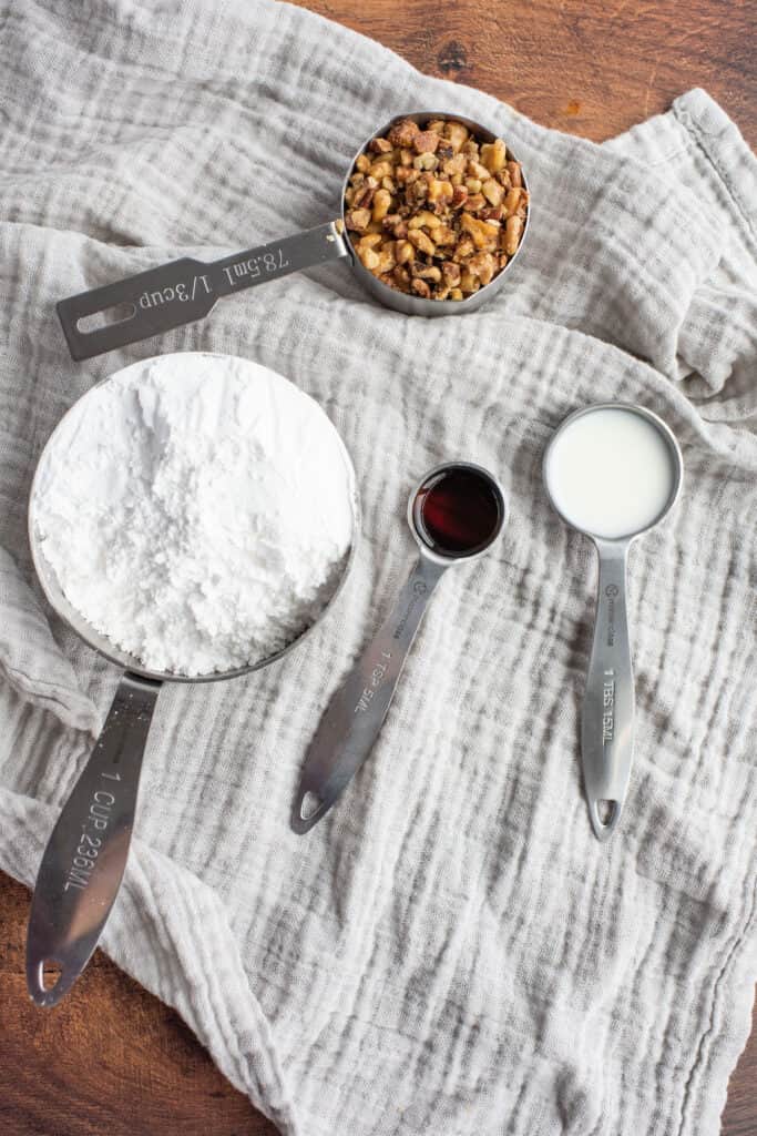 glaze ingredients on a white towel