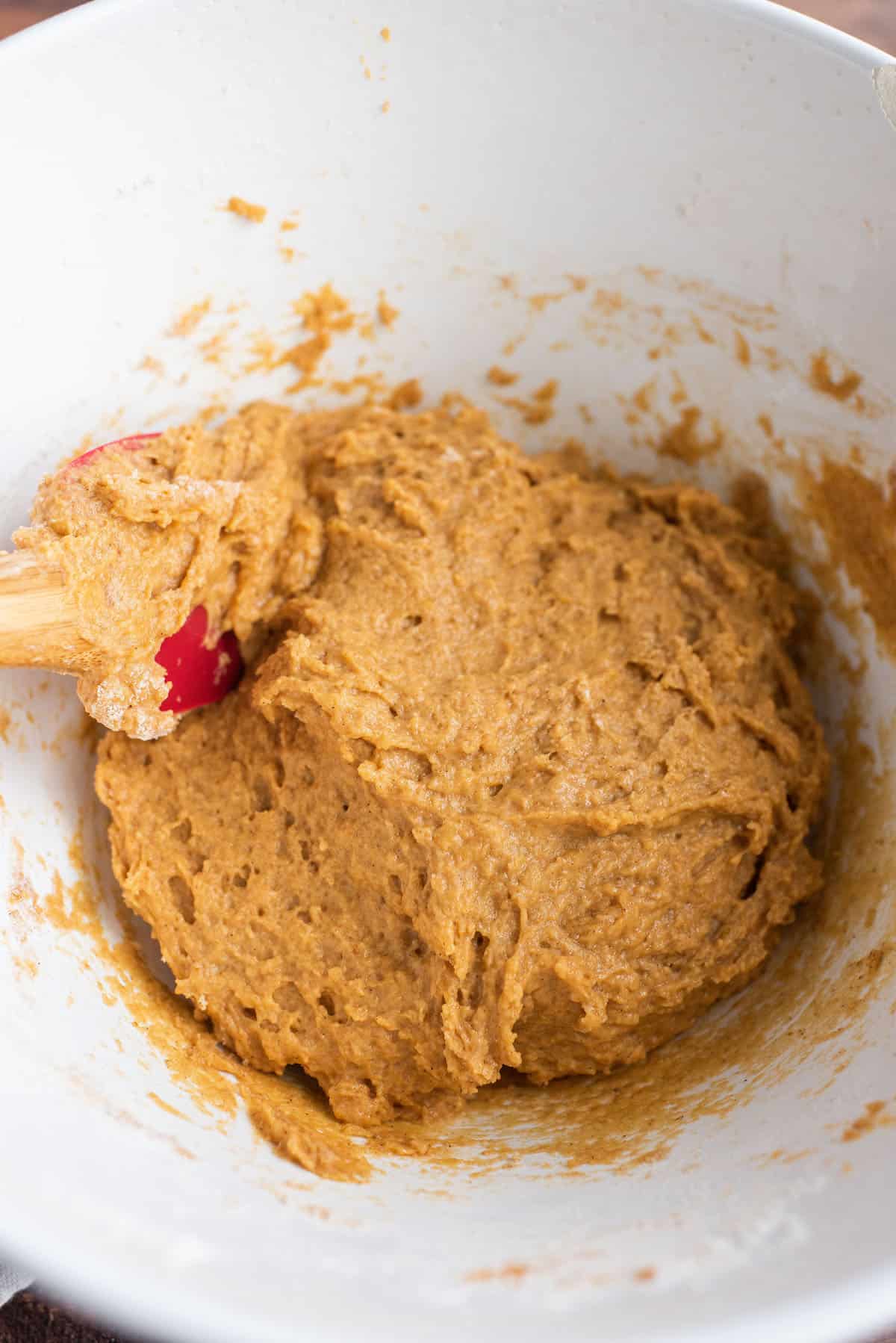 pumpkin spice batter all mixed up