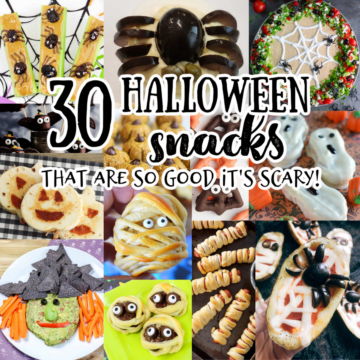 collage of 30 Scary Good Halloween-Themed Snacks for Kids