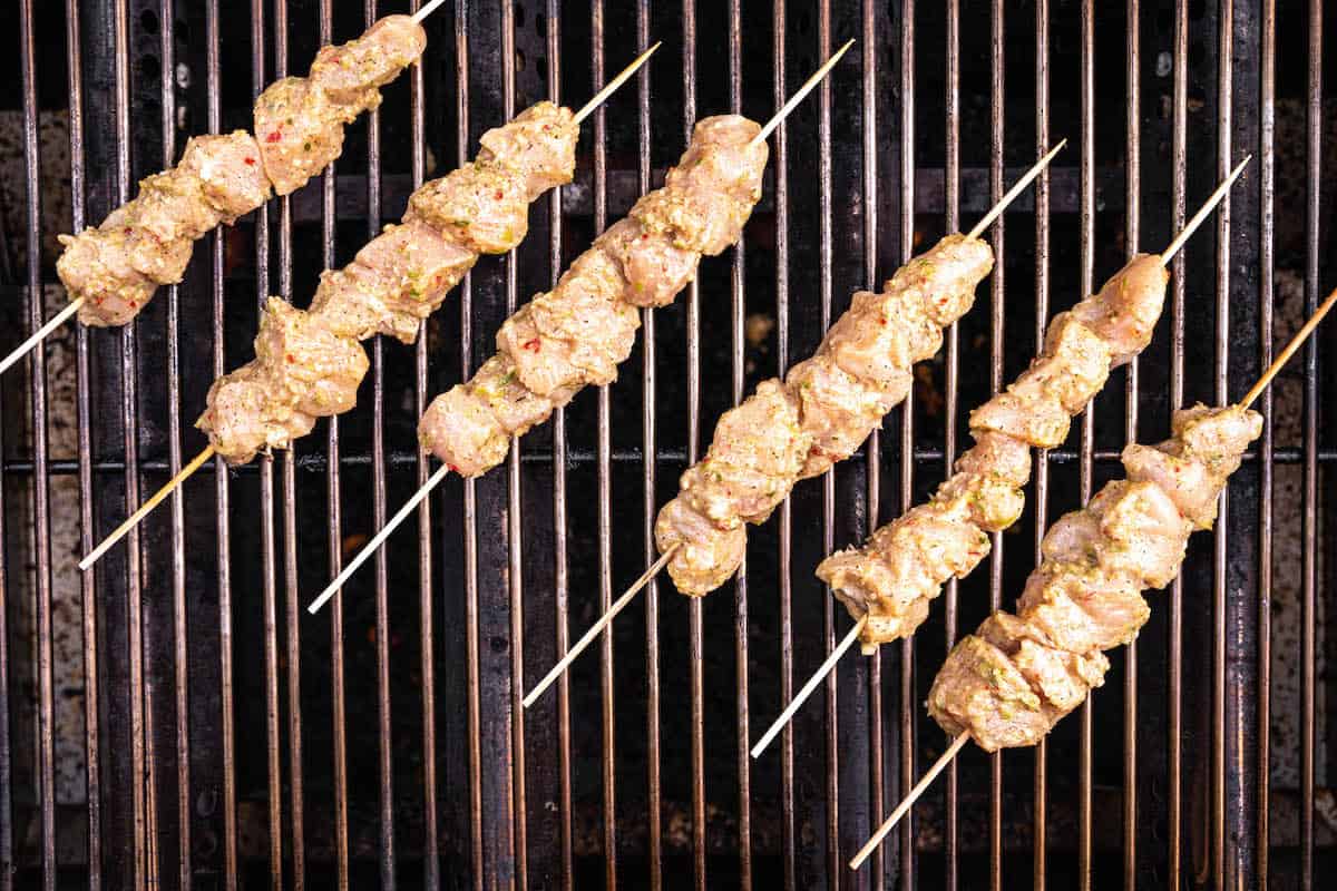grill the chicken skewers