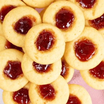 a platter full of Thumbprint Sugar Cookies with Jam Centers
