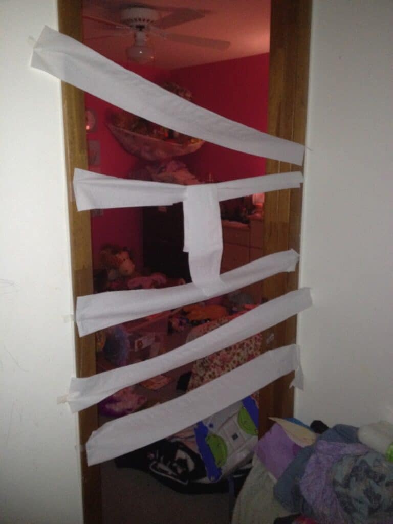 Elf on the Shelf toilet papered the bedroom