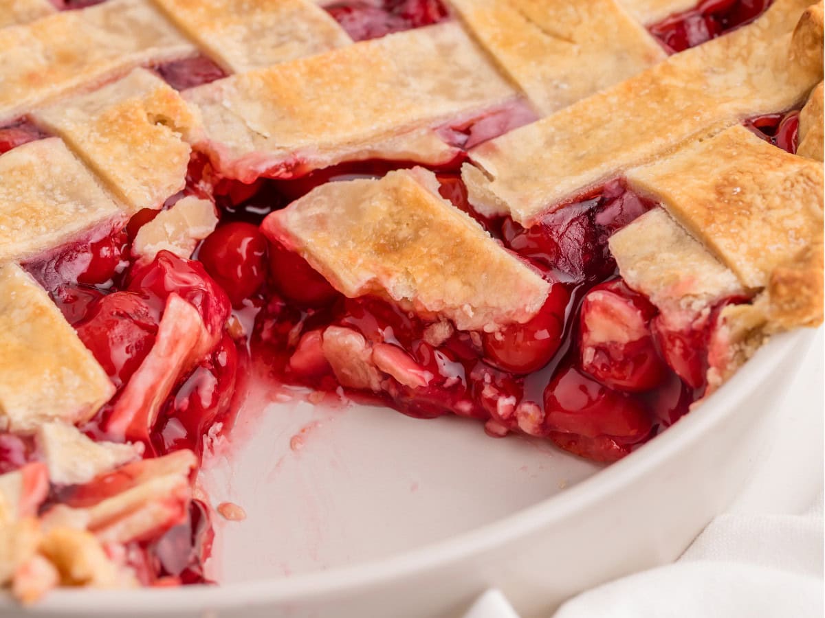 Cherry pie recipe with juicy red cherries