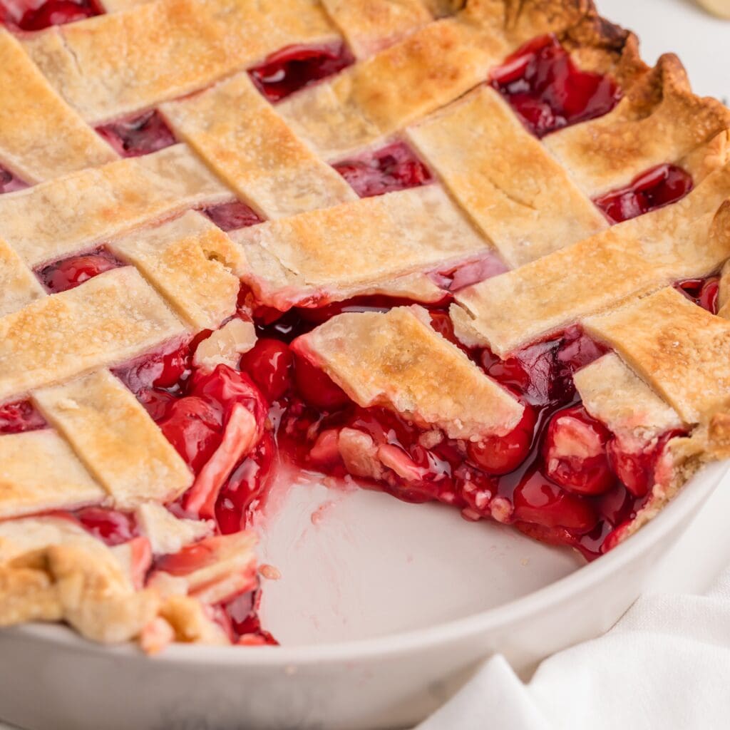 Simple cherry pie with buttery pastry crust