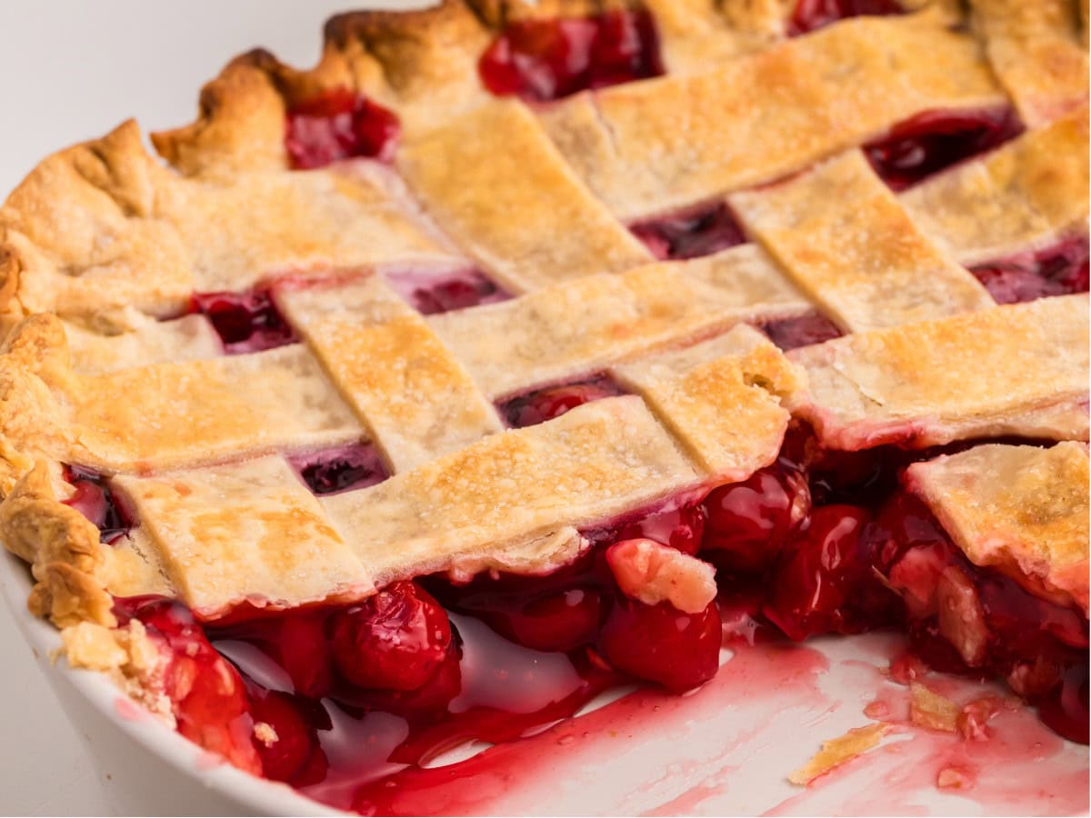Classic cherry pie with flaky golden crust