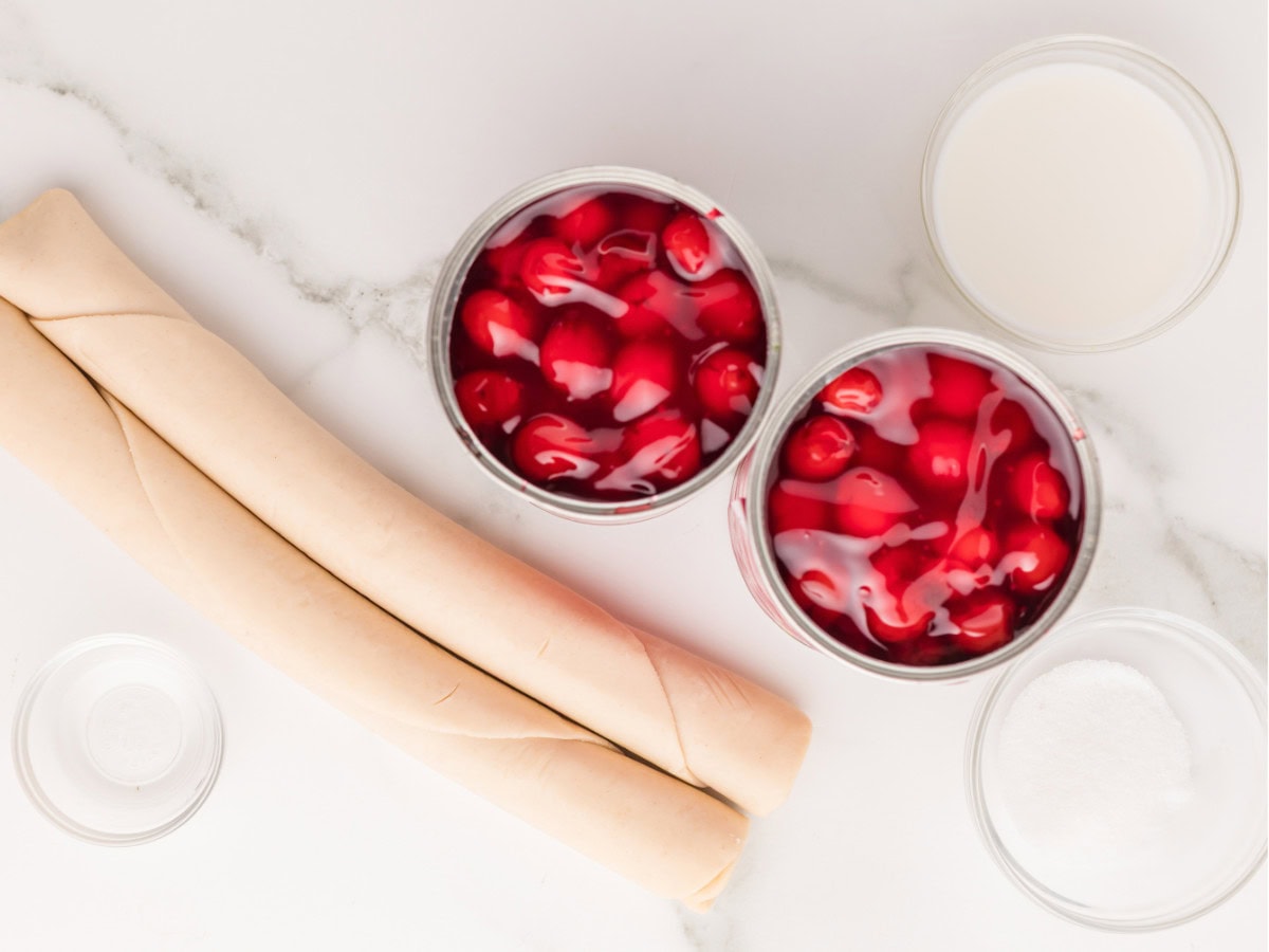 Easy cherry pie ingredients with premade crust and filling