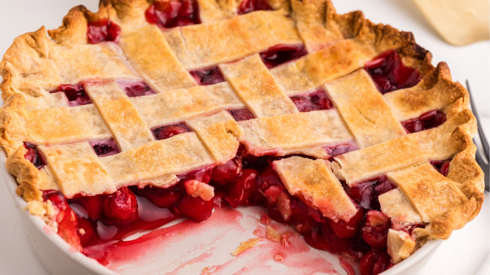 Old fashioned cherry pie with lattice topping
