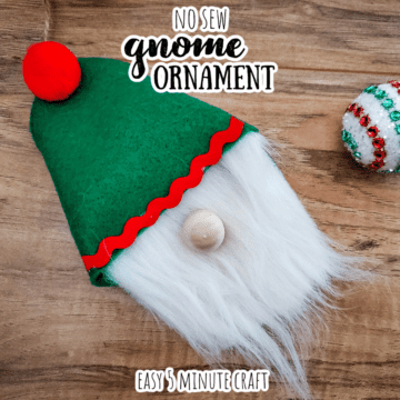 DIY no sew gnome ornament with felt and faux fur