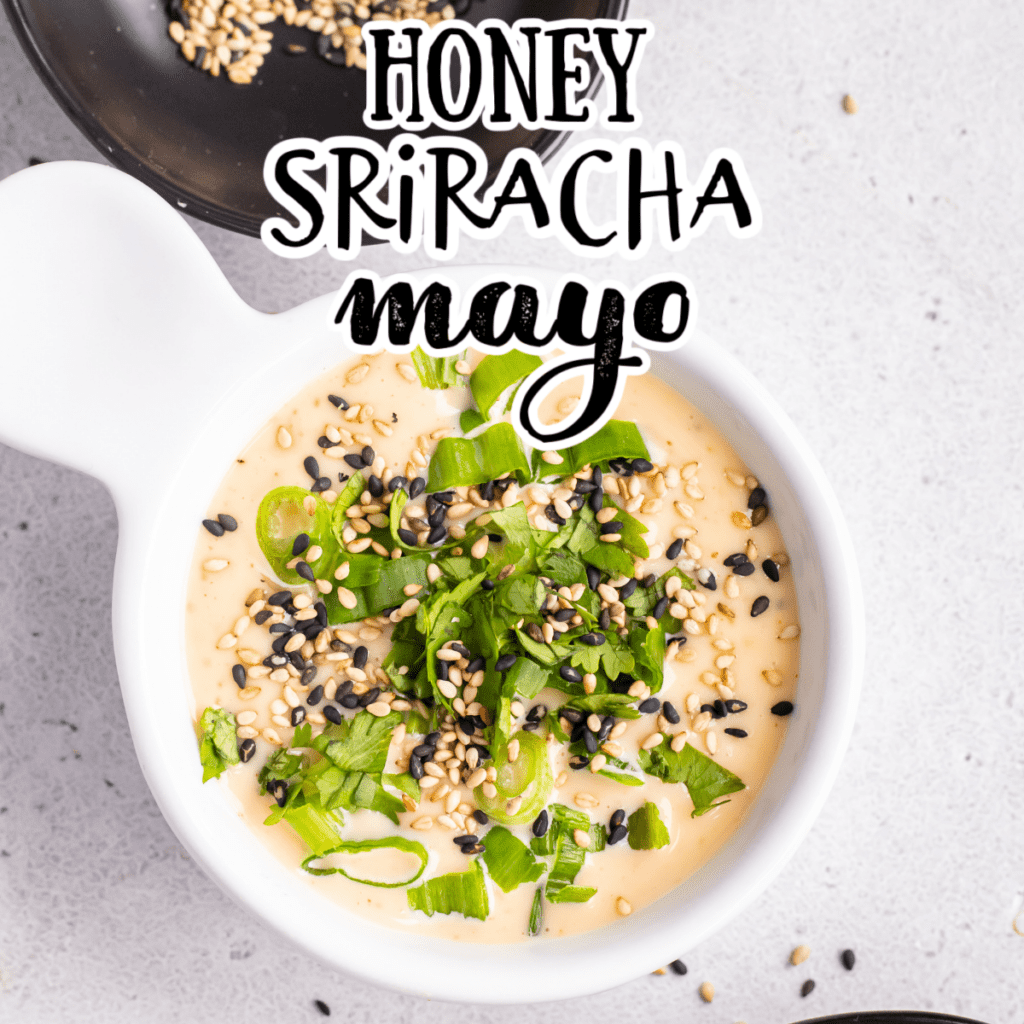 honey sriracha mayo in a white bowl