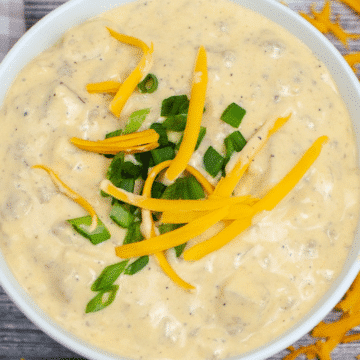Instant Pot cheeseburger soup made with cheddar cheese soup