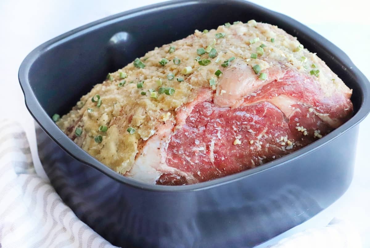 place prime rib into the basket of the air fryer